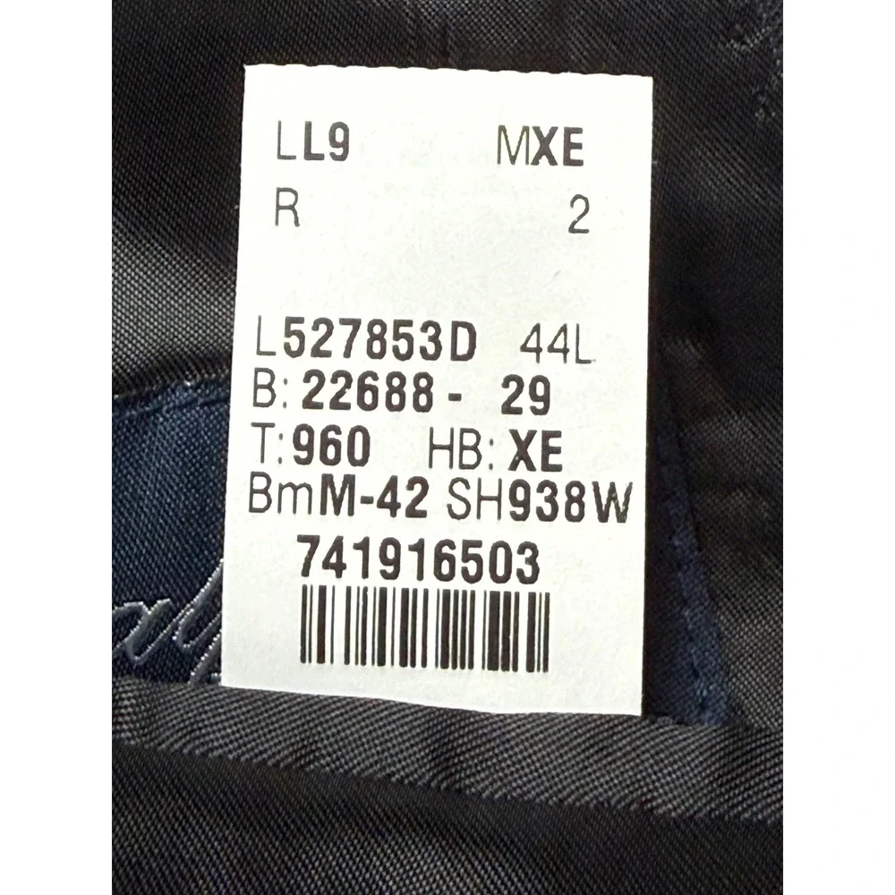 Ralph Ralph Lauren Mens 44L Pinstripe Blazer 100% Wool Jacket Black 2‎ Buttons